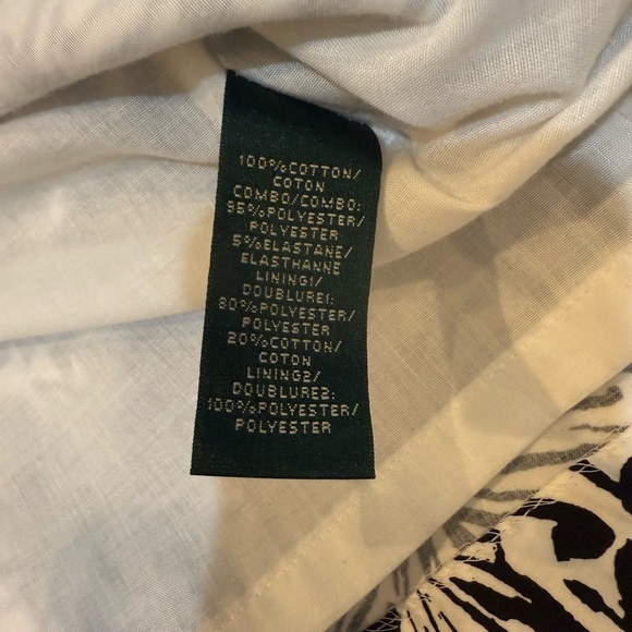 Lauren Ralph Lauren Black and White Abstract Floral Fit and Flair Midi Dress - Picture 7 of 11